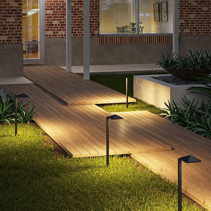 EDISHINE Low Voltage Landscape Lighting, Landscape Path Lights with Pyramid Exterior, Aluminum, 3000K & 50000Hrs, Outdoor Pathway Lights Wired for Garden, Yard, Driveway, 4 Pack