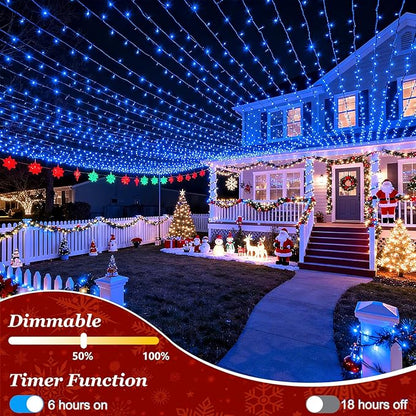 1500 LED 470FT Blue Birthday Party Decorations String Lights with 12 Modes Timer Dimmable, Waterproof Green Wire Christmas Lights Outdoor, Plug in Fairy Lights for Wedding, Ocean Party, Xmas Decor
