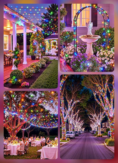 Brightown Solar String Lights Outdoor, 2 Pack Total 80FT 200 LED Solar Powered String Lights Waterproof with 8 Modes, Auto On/Off, Patio Lights for Outside Tree Garden Balcony Party Decor (Multicolor)