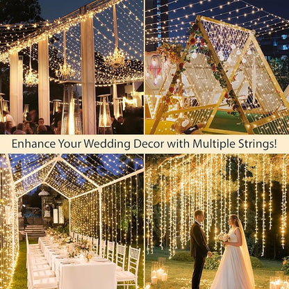 suddus 100 LED String Lights with Remote Control, 33ft Connectable Clear Wire Fairy Lights, 8 Modes & Timer Dimmable, Waterproof Plug in Twinkle Lights for Bedroom, Patio, Christmas Tree - Warm White