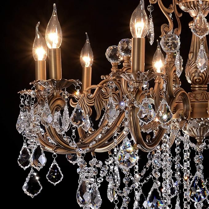 Crystal Chandeliers Contemporary Chandelier Island Lighting 15 Lights Candle Pendant Ceiling Light Fixture for Dining Room Living Room Kitchen Bedroom Hallway Entry D35.4