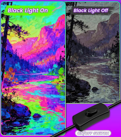 2 Pack 42W LED Black Light Bar, Blacklight with 6FT Cord+Switch+Plug, Glow in The Dark Black Lights Party Supplies,Halloween Lighting Decorations, Fluorescent Poster, Body Paint, Classroom