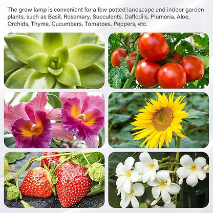 iPower LED Grow Light Strips Full Spectrum for Indoor Plants with Auto ON/Off 3/9/12H Timer, 10 Dimmable Levels 48 LEDs Per Tube, Sunlike Grow Lamp for Hydroponics Succulent, 1 Pack, Red&Blue, 4 Tubes