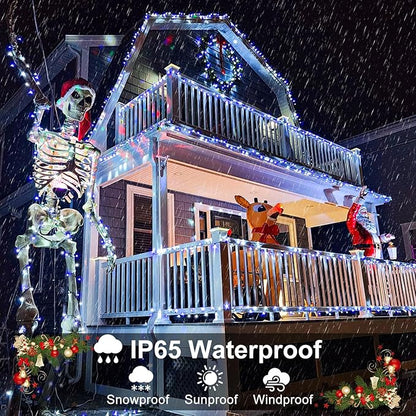 Blue and White Christmas Lights Outdoor, 100FT 300 LED String Lights for Outside Waterproof with 8 Modes, Connectable Plug in Fairy Lights for Indoor Patio Garden Xmas Tree Party Decorations