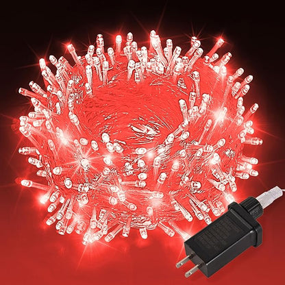 Etinga 100 LED Red String Lights 33ft, Plug in Fairy Lights with 8 Lighting Modes, Indoor Outdoor Waterproof Decorative Lights for Bedroom Tree Patio Garden Holiday Wedding (Red, 100 LED 33ft)