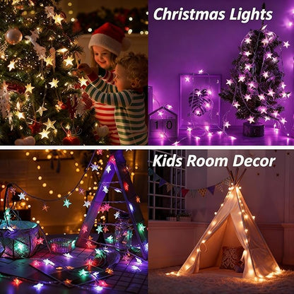 Solhice 20ft Color Changing Star String Lights for Bedroom 40 LEDs, Hanging Twinkle Lights USB Powered, Bunk Bed Lights for Kids Room Indoor Outdoor with Remote