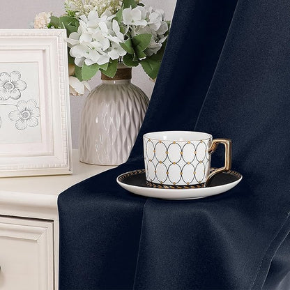 Simplebrand Navy Blue Window Valance for Kitchen 14 Inches Long 2 Panels Set, Room Darkening Valance Curtains for Living Room, Grommet Short Privacy Kitchen Curtains for Bedroom Kids Room, 40Wx14L