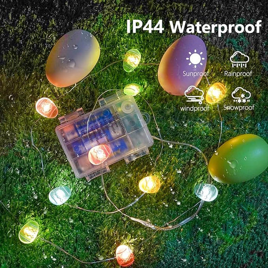 Easter Decorations Easter Egg Lights, Pastel Fairy Lights Battery Operated with Remote & 8 Modes & Timer, Waterproof Twinkle String Light Indoor Outdoor for Spring Themed Party Home Decor (Multicolor)