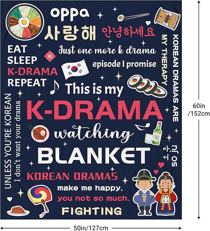Korean Drama Gifts, K-Drama, Korean Gifts for Women, Kdrama Merch, K Drama Gifts for Women/Girl/Fans, Kpop Gifts, Birthday Christmas Kdrama Blanket 60"x50"
