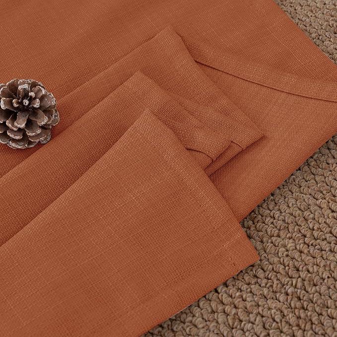 BGment Terracotta Linen Curtains for Living Room 84 Inch Length 2 Panels Set, Burlap Textured Thick Light Filtering Window Drapes for Farmhouse Home Decor, 52 Inch Wide Each Panel
