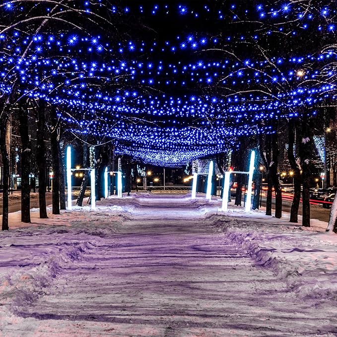 Flechllary Solar String Lights for Outside, 39Ft 100 LED Solar String Lights Outdoor with 8 Modes，Solar Lights for Outside Waterproof for Yard, Fence,Balcony, Party,Christmas Tree Decorations (Blue)