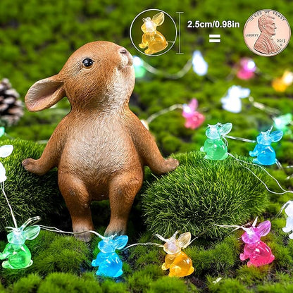 Easter Decorations Lights String 10ft 30 LEDs Bunny Light Easter String Lights Battery Operated with Remote 3D Rabbit Shaped Bunny Decor for Indoor Outdoor Home Party Bedroom