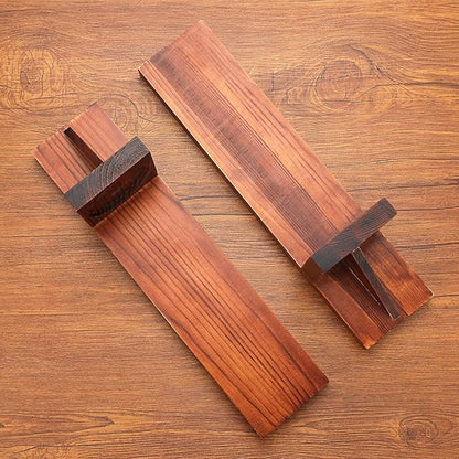 OwnMy Set of 2 Wooden Wall Candle Sconces Rustic Wall Mount Wooden Pillar Candle Sconces, Brown Farmhouse Wall Candle Sconce Vintage Hanging Candle Holders Decors for Living Room