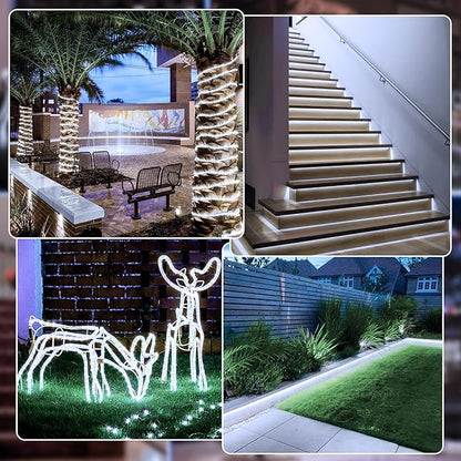 50ft LED Rope Lights with Remote, 300 LED IP68 Waterproof Rope Lights with Plug & Timer, Rope Lights for Outside, Indoor, Patio, Pool, Bedroom, Party, Indoor Decoration (White)