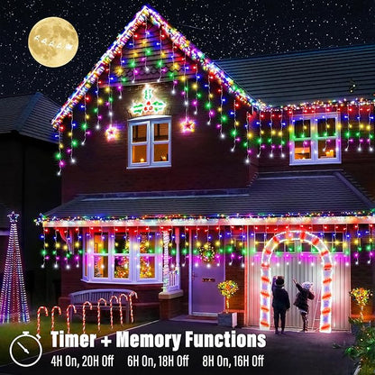 Joomer RGB Christmas Icicle Lights - 95FT Color Changing Outdoor String Lights with Remote Timer, Dripping Blood Effect for Haunted House, Roof, Eaves, Christmas Decor (Non-Connectable)