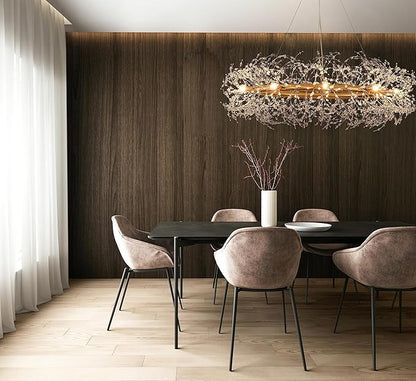 Gold Crystal Chandeliers Round,39" Modern Crystal Dining Room Chandeliers Light Fixtures,Large Firework Chandelier Lighting for Master Bedroom Living Room,Pendant Light for Entryway,Kitchen