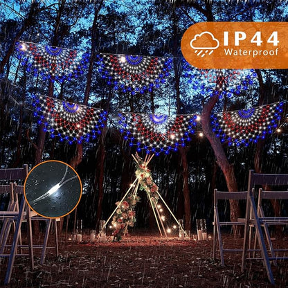 Leisure world 3 Pack 450 LED American Flag Bunting Flags Lights - Super Bright Waterproof USA String Lights for Patriotic Decoration on USA 250 Anniversary, July 4th,Memorial Day,Christmas & Party