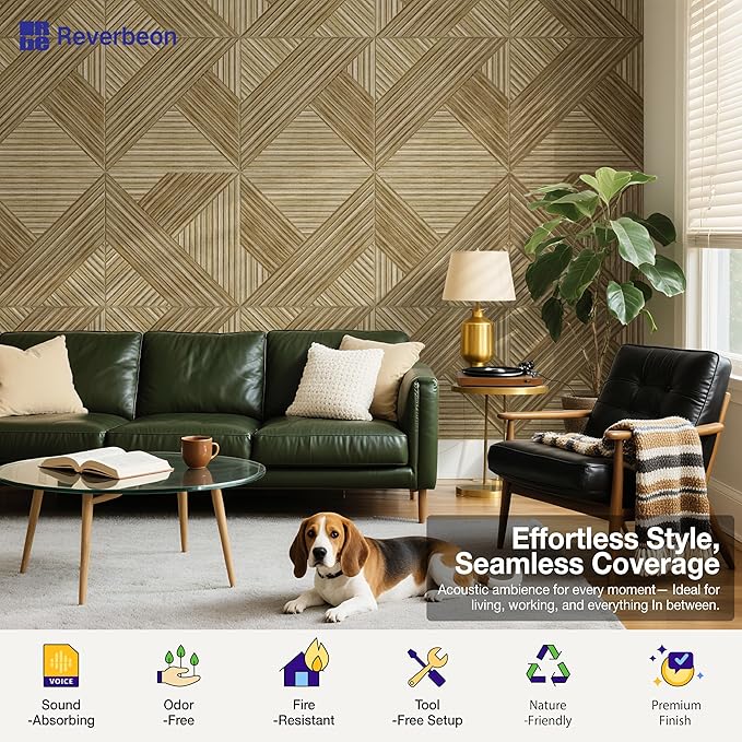 Acoustic Panels Sound Absorbing, 23.6×23.6 Inch 6 Pcs, Acoustic Wall Panels for Medium to Large Rooms, Decorative Sound Treatment for Echo Reduction in Home Offices, Bedrooms & Recording Studios