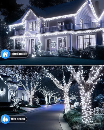 Brightown 2 Pack Solar String Lights for Outside, Each 46Ft 120 LED Solar String Lights Outdoor with 8 Modes, IP65 Waterproof Solar Lights for Patio Yard Wedding Garden Party Decorations, Pure White