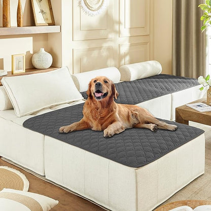 gogobunny 100% Double-Sided Waterproof Dog Bed Cover Pet Blanket Sofa Couch Furniture Protector for Puppy Large Dog Cat, Reversible (40x50 Inch (Pack of 1), Dark Grey/Light Grey)