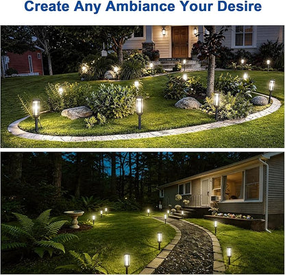 Solar Pathway Lights Outdoor Waterproof IP65, 12 Pack Cool White Solar Walkway Lights, Auto On/Off Outdoor Light for Lawn Garden Patio Driveway Decor Landscape Lighting