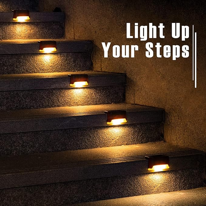 PATIOWIN Solar Deck Lights Outdoor, Solar Step Lights Waterproof Led Lights for Outdoor Stairs, Step, Fence, Patio,Yard,Porch and Balcony(12 Pack,Warm White)