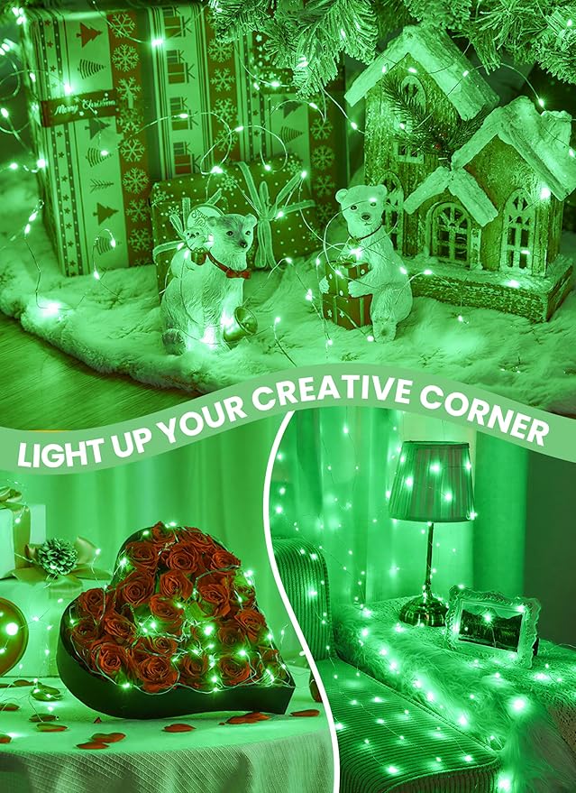 Minetom Fairy Lights with Remote, 66 Feet 200 Led Firefly String Lights Plug in for Bedroom Home Wall Ceiling Christmas Tree Wreath Craft Wedding Party Indoor Outdoor Decoration,Green