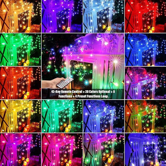Joomer RGB Christmas Icicle Lights - 95FT Color Changing Outdoor String Lights with Remote Timer, Dripping Blood Effect for Haunted House, Roof, Eaves, Christmas Decor (Non-Connectable)
