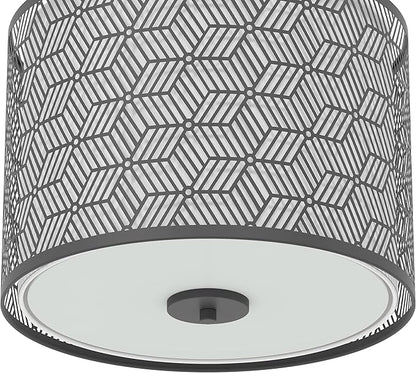 Inlight 14" Wide 3-Light Modern Kitchen Island Drum Pendant Light with Black Metal Frame and White Fabric Shade, Bulb Not Included, IN-0337-3-BK