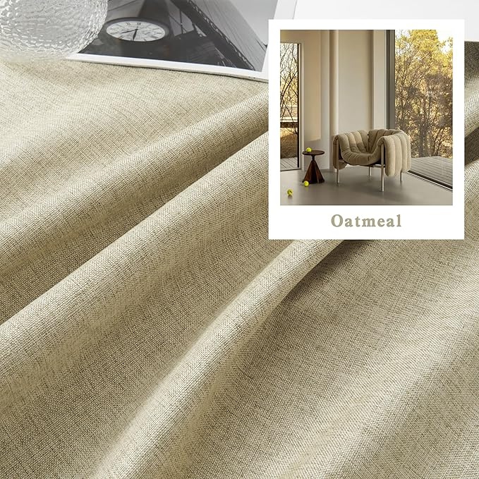 DUALIFE Full Blackout Curtains for Living Room,Patio Door Sliding Door Blinds Pleated Curtains for CountryVilla/Loft,2 Panels,Extra Wide Privacy Draperies 72 x 96 Inch Oatmeal Chartreuse