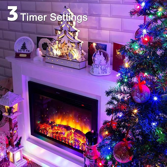 197FT 600 LED Christmas Lights Outdoor, Multicolored Christmas Tree Lights Plug in, 8 Modes Twinkle String Light for Bedroom Wedding Party Ceiling Xmas Home Decorations
