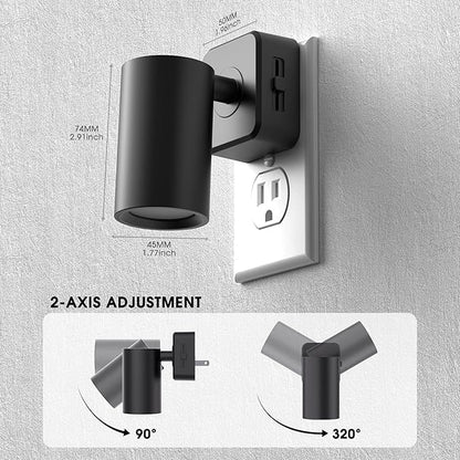 Briignite Night Lights Plug into Wall, 320° Rotating Night Light Plug in, Dusk to Dawn Sensor Dimmable Nightlight, Daylight White, 1W Led Night Light for Bedroom, Spot Light, Kids Room, Stair