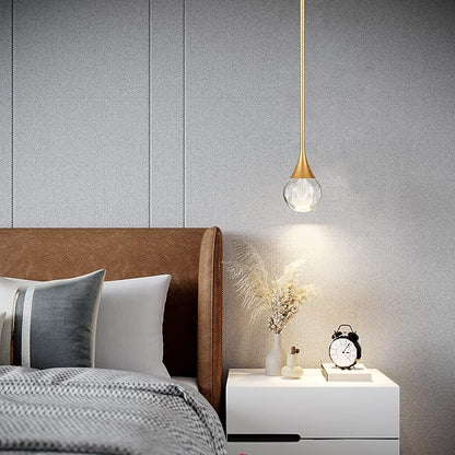 2-Pendant Lights Kitchen Island, Brass Gold Globe Crystal Ceiling Hanging Light Fxitures, LED Light Fixtures Metal Rod Ceiling Glass Pendant Lighting for Kitchen Island Dining Room Bar