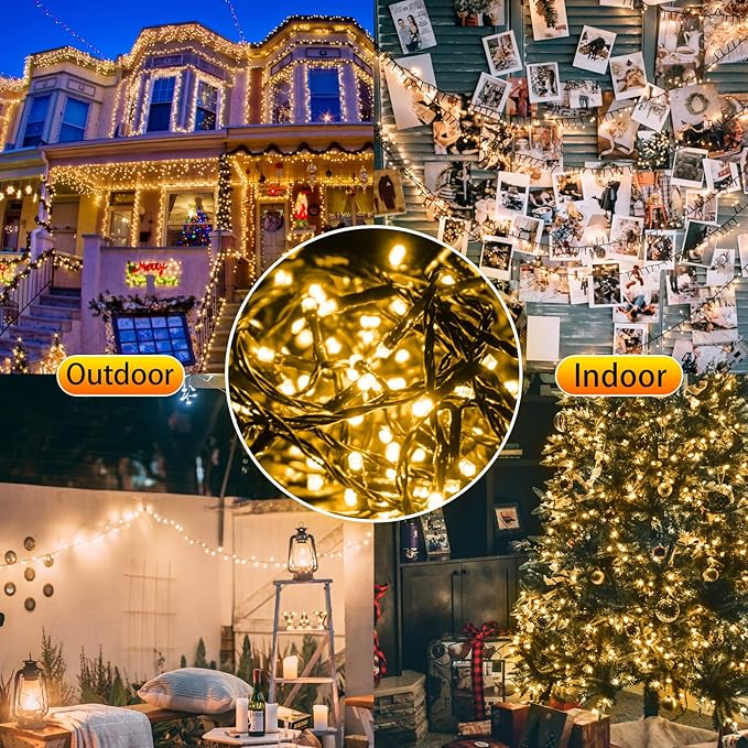 New Upgraded Solar Christmas String Lights Outdoor Waterproof 2 Pack Total 144ft 400 Led Solar & USB Rechargeable 19 Modes Christmas Tree Lights for Outdoor Indoor Yard Xmas Decorations, Warm White