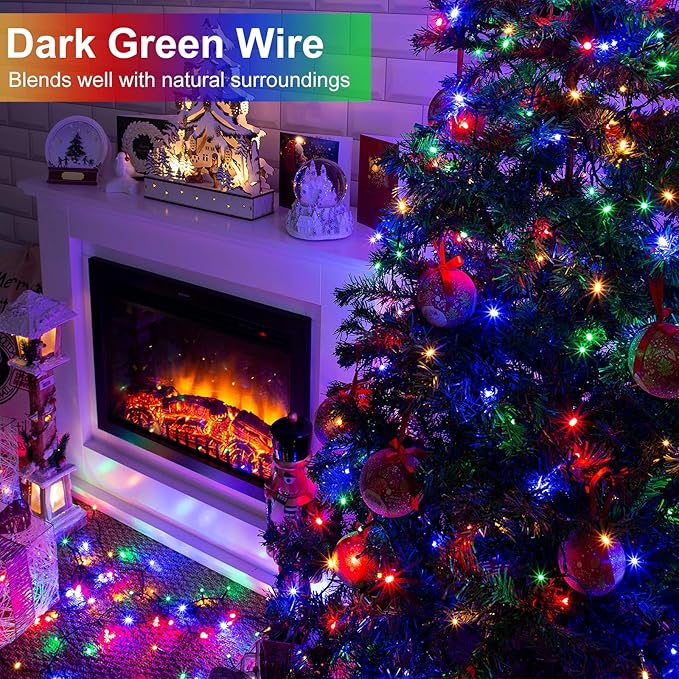 Multicolor Christmas Lights Outdoor, 66FT 200 LED String Lights for Outside Waterproof with 8 Modes, Plug in Connectable Fairy Twinkle Light for Indoor Room Patio Yard Party Holiday Decorations
