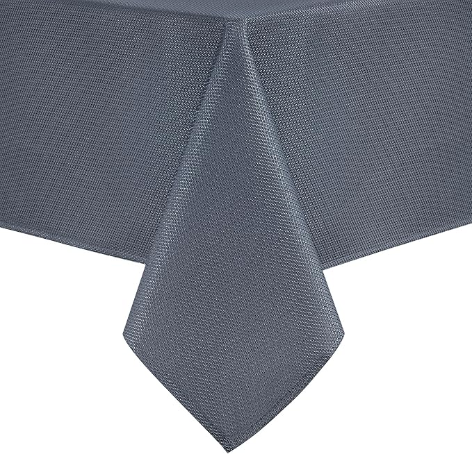 Hiasan 60 X 120 Inch Rectangle Textured Tablecloth - Waterproof Spillproof Antiwrinkle Jacquard Table Cloth for Kitchen and Dining Dinner, Outdoor Picnic, Holiday and Parties, Dark Grey