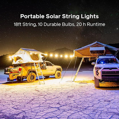 BioLite Solar String Rechargeable, Solar String Lights for Camping, Patio, and Travel, 18-Foot, Warm White