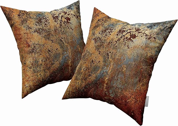 Emvency Set of 4 Throw Pillow Covers Brown Rust Colorful Metal Rusty Steel Iron Structure Wall Door Modern Abstract Decorative Square 18x18 Inches Pillowcases Home Decor Cases Cover