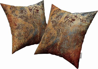 Emvency Set of 4 Throw Pillow Covers Brown Rust Colorful Metal Rusty Steel Iron Structure Wall Door Modern Abstract Decorative Square 16x16 Inches Pillowcases Home Decor Cases Cover