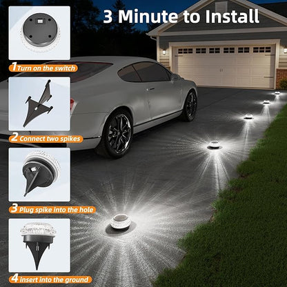 VOLISUN Solar Ground Lights Outdoor,16 Pack Flat Solar Pathway Lights,IP67 Waterproof Solar Powered Disc Lights,Landscape Lighting for Garden Yard Walkway Patio Driveway,Cool White