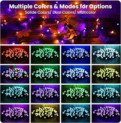 iShabao RGB Color Changing String Lights, 115ft 300 LED Red Wihte Blue Light with Remote Timer, Wateproof Plug in,July 4th Patriotic Lights for Wreath Home Party Yard Garden Tree Decor