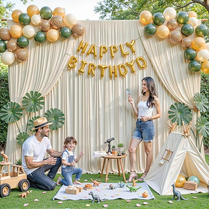 4 Panels Beige Backdrop Curtain for Baby Shower Wrinkle Free 20ft x 10ft Backdrop Drapes Panels for Parties Wedding Bridal Shower Birthday Photo Photography Fabric Background Decoration