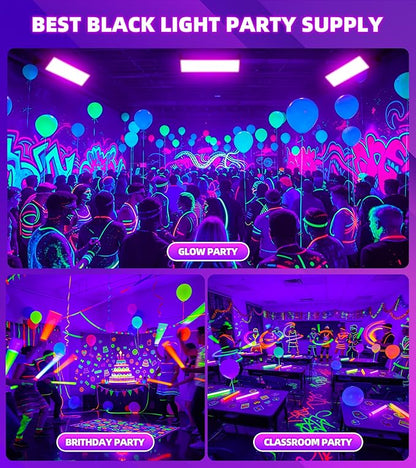 120W Black Light, IP66 Blacklight with Plug+Switch+6ft Cord, Waterproof Blacklight with 100 LED, Black Light for Glow Party Halloween Decor Fluorescent Poster Body Paint Game Outdoor Indoor, 1 Pack