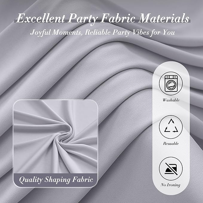 10 ft x 10 ft Wrinkle Free Silver Backdrop Curtain for Parties, Polyester Silver Grey Backdrop Drapes 2 Panels 5x10ft for Baby Shower Photoshoot Engagement Wedding Birthday Photography Background