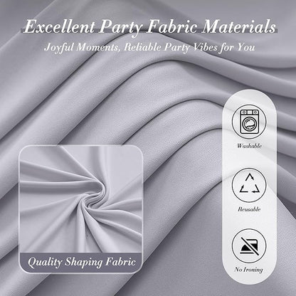 10 ft x 10 ft Wrinkle Free Silver Backdrop Curtain for Parties, Polyester Silver Grey Backdrop Drapes 2 Panels 5x10ft for Baby Shower Photoshoot Engagement Wedding Birthday Photography Background