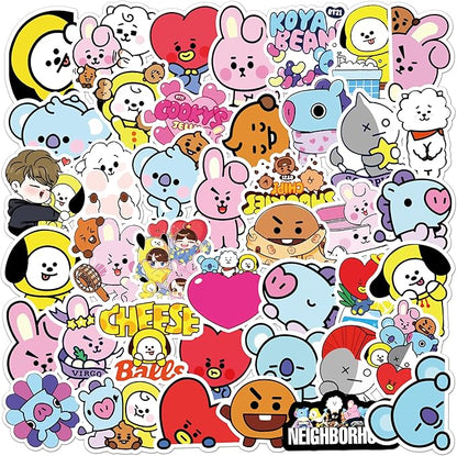 50PCS Cartoon BT21 Deals for Fans Boys Team Stickers BT21 Waterproof Vinyl Decals Laptop,Scrapbooking,Journal,Cell Phones, Water Cups Sticker (BBT21)