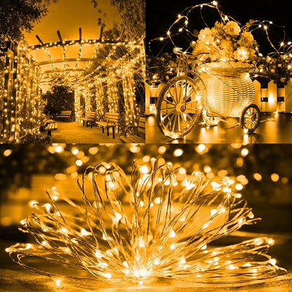TW SHINE Warm White Solar String Lights Outdoor, Total 160 FT 480 LED Solar Powered Waterproof Fairy Lights 8 Modes Copper Wire Lights for Christmas Party Tree Wedding Yard Decorations, 4 Pack
