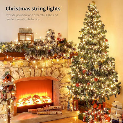 Warm White Christmas Lights,33ft 100LED String Lights,Twinkle Lights Plug in with 8 Modes, Indoor Outdoor for Holiday, Wedding, Birthday,Valentine's Day and Christmas Decor-Warm White