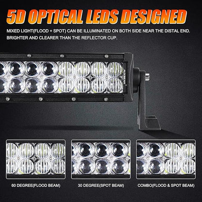 Auxbeam 50 Inch LED Light Bar, 288W Spot Flood Combo Beam Bar, 5D Series Work Driving Light for Car Jeep Off Road SUV UTV ATV Pickup Truck with Wiring Harness