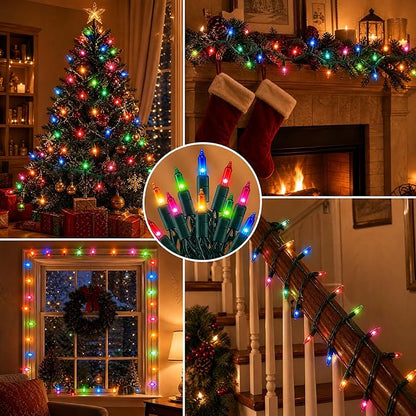 TW SHINE Outdoor Christmas Lights, 20FT 100 Count Christmas String Lights Incandescent, Waterproof Indoor Mini Christmas Tree Lights for Xmas Decorations, Multi Colored